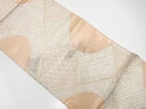 アンティーク　斜め格子に古典柄模様織り出し袋帯(材料)